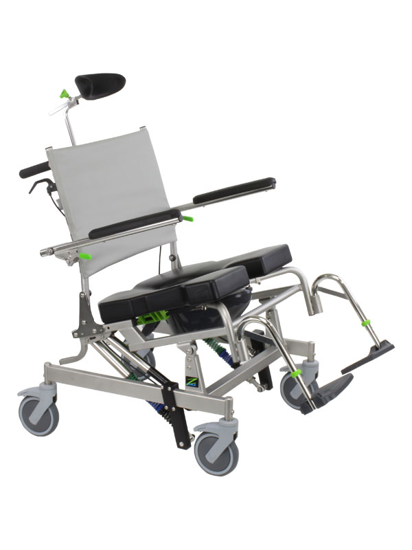 Raz-AT600 Attendant Tilt Mobile Shower Commode Chair with 600 lb capacity