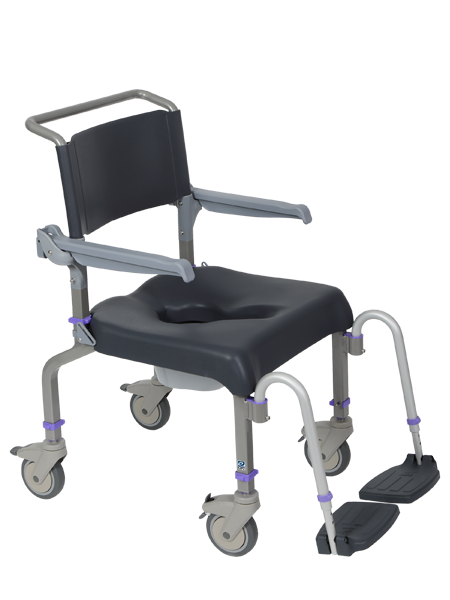 Raz EZPZ-AP Attendant Propel Mobile Shower Commode Chair with 330 lb Capacity