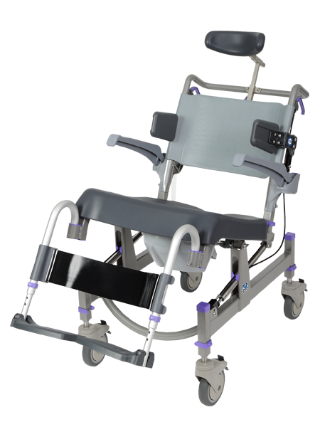 RAZ EZPZ Attendant Tiltl Mobile Shower Commode Chair with 330 lb Capacity